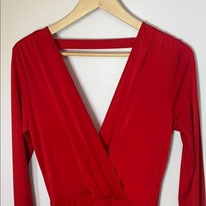 Red Long-Sleeved Party Dress